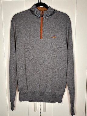 Peter Millar Men's Wool Cotton Quarter-Zip Sweater in Gray